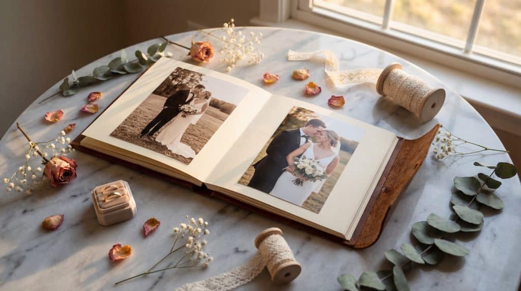 Esküvői fotóalbumok - a teljes útmutató típusokról, árakról és modern alternatívákról 5 Egyedi esküvői fotóalbum a Time 2 Selfie gépnél, romantikus pillanatok és emlékek megörökítése.